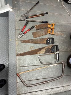 Mixed Garden and Hand Saw Tool Lot with wagon  included
