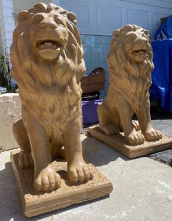 Pair Of Cement LION Statues- Good Condition