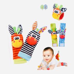 Baby Foot Socks And Wrist Hand Rattles Set 