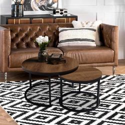 Industrial Wood And Metal Nesting Coffee Tables, New. Set Of 2. Brand new, unassembled, in box. 