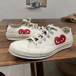 Comme de Garçon Play x Converse Low Chuck Taylor White Sneakers