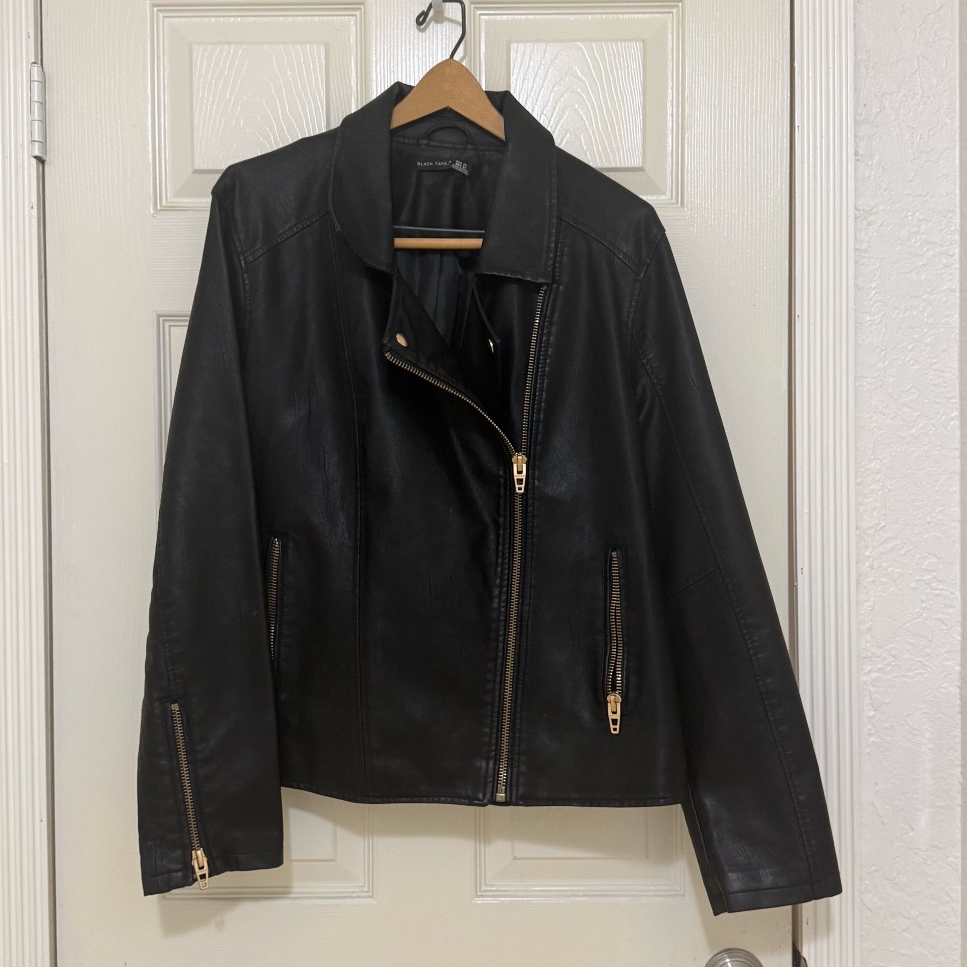 Black Tape Leather Jacket