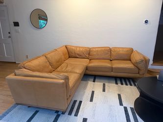 Article Timber 93” Leather Corner Sectional