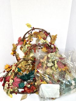 Vintage Fall 8-foot Artificial “Sparkling Leaf Garland” Set of 3