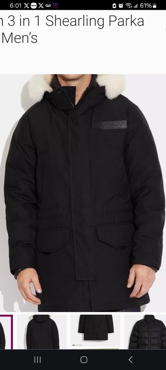 Mens Coach Parka 2 In 1 Jacket 2XXL