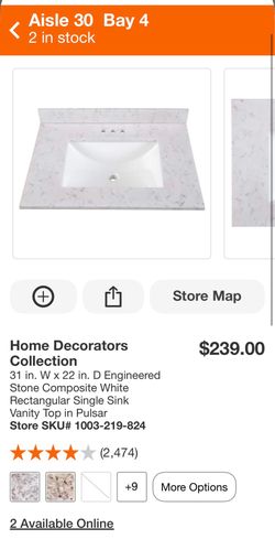 Home Decorators Collection 31 in. Stone Effects Pulsar Vanity Top