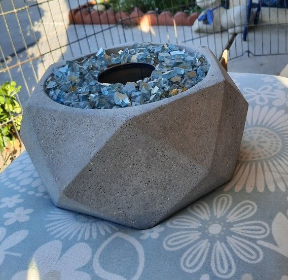 Terra Flame Geo Concrete Tabletop Gel Fuel Fire Bowl 
