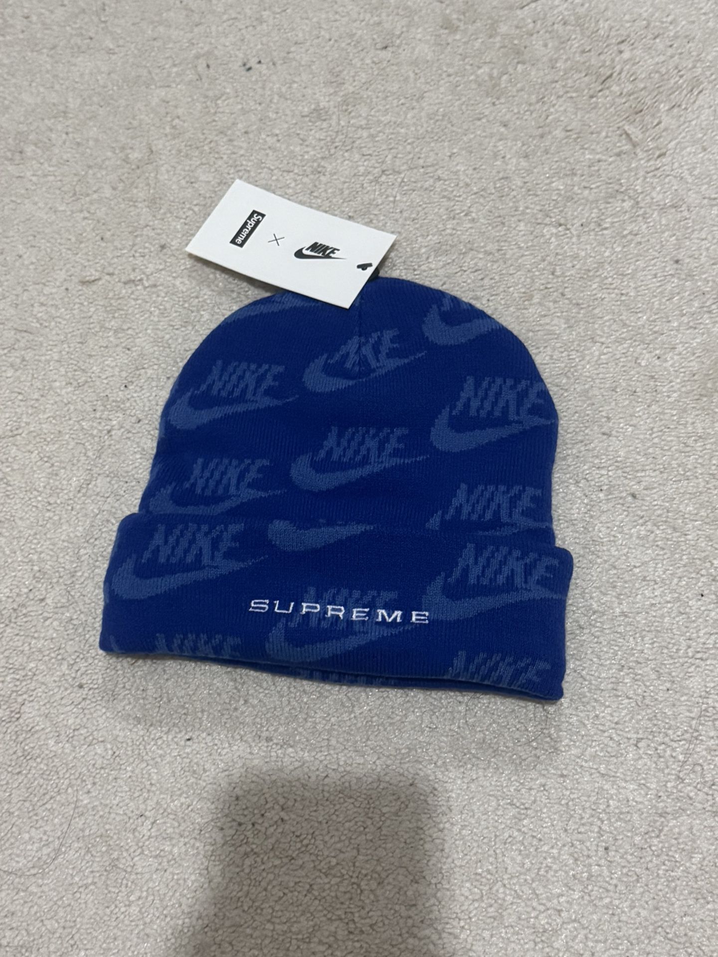 Nike x Supreme blue beanie