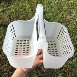 madesmart 2-Compartment Soft Grip Shower Tote Ventilation Holes Bathroom Organization Plastic Storage Shower Caddy Bucket Bath Supplies 