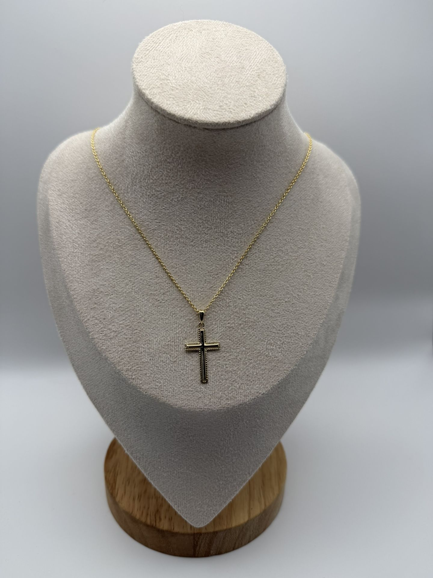 14k Yellow Gold Semi-Solid Cable Chain 1.50mm 20”+ Classic Cross Pendant 32x16mm