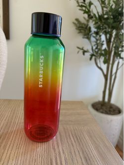 Starbucks Rainbow Gradient Ombre Glass Reusable Water Bottle 20 oz Tumbler