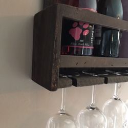 Wine Glass & Bottle Display, Wooden 