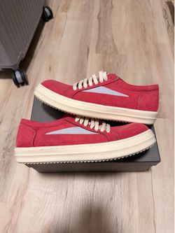 Pink and white Rick Owens low top sneakers
