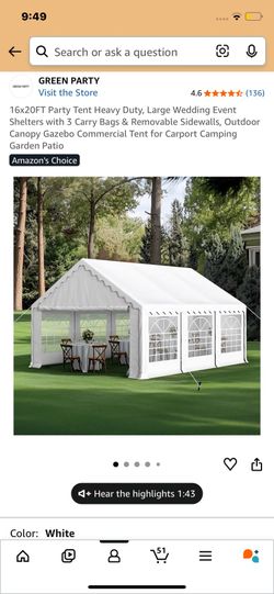 16x20 ft Party Tent Heavy Duty - Amazon