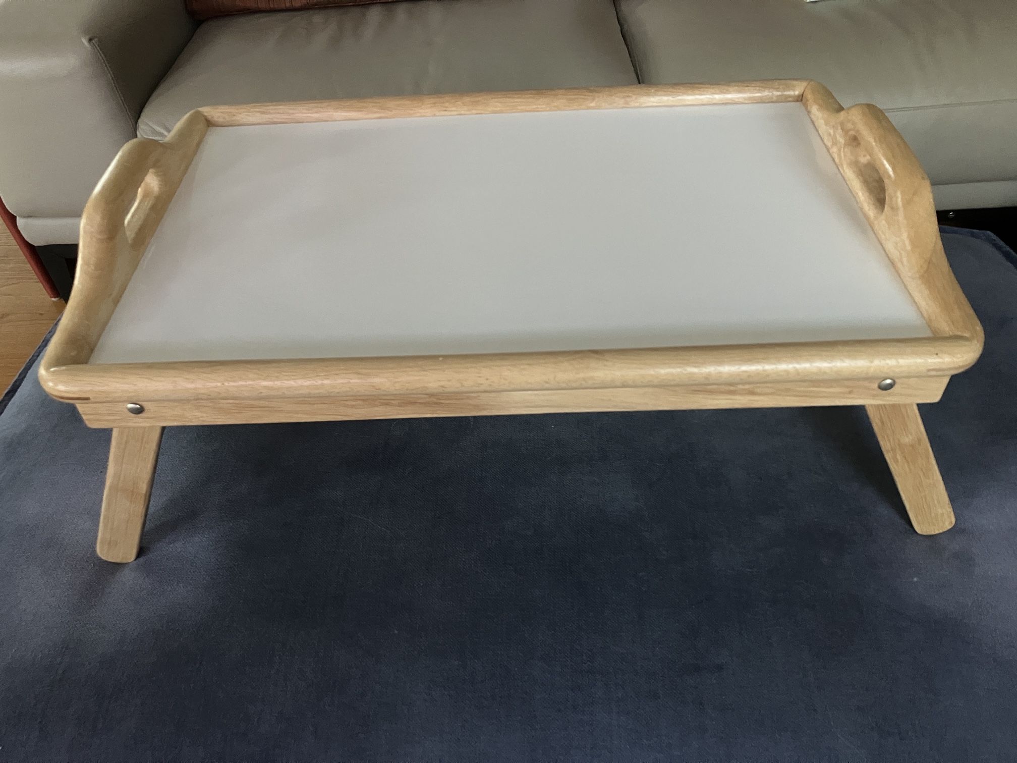 Wooden Foldable Bed TV Coffee Table Serving Tray Oak