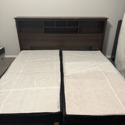 King Size Bed Frame + Headboard + Base – Great Condition