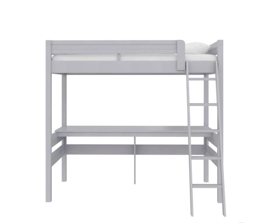 Loft Bed with Desk and Ladder Twin-gray