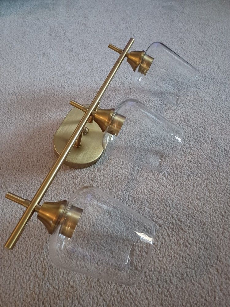 New Brushed Gold 3 Light Bathroom Light Fixture 