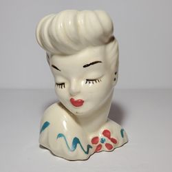 Vintage Lady Head Vase Glamour Girl