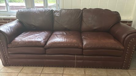 Leather pull out sofa OBO
