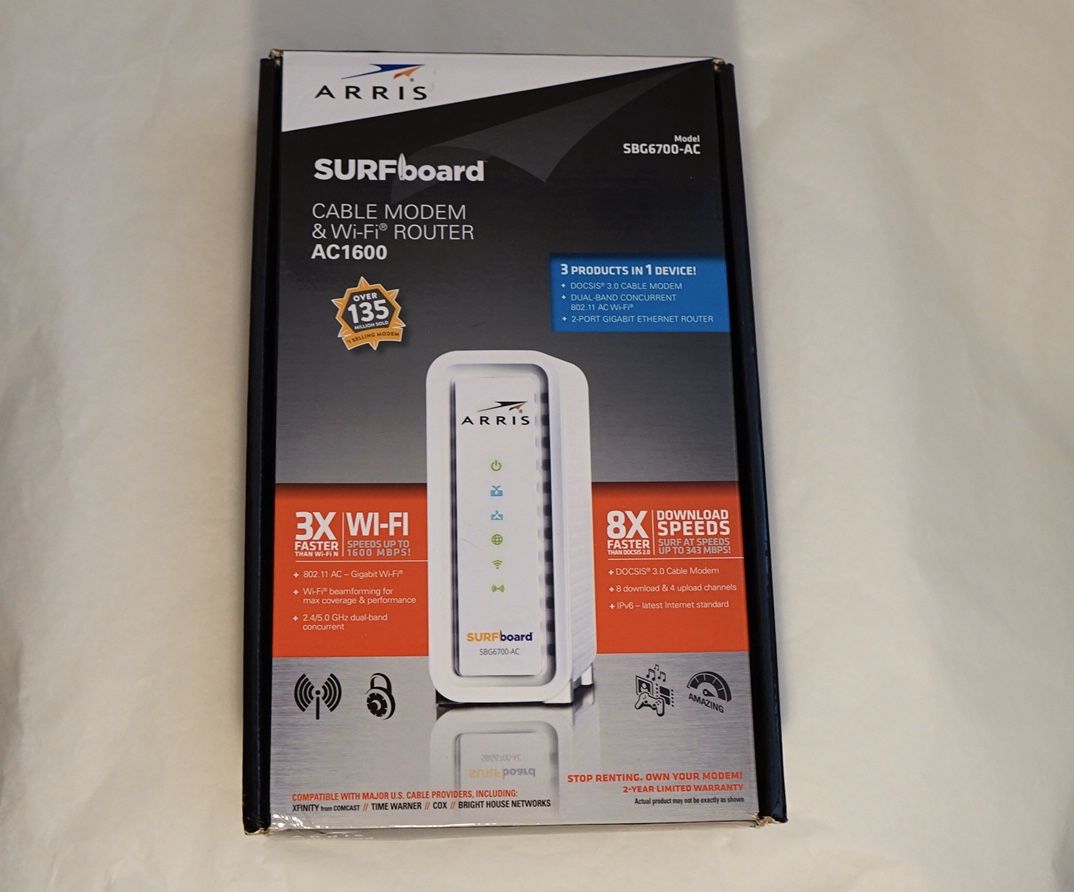 Cable modem, WiFi router, & Ethernet router AC1600 ARRIS SURFboard SBG6700-AC - brand new,