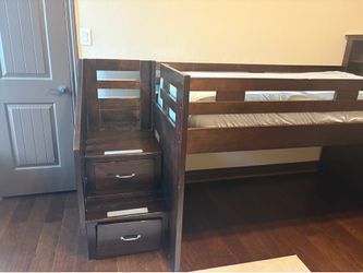 Twin Loft bed frame and mattress