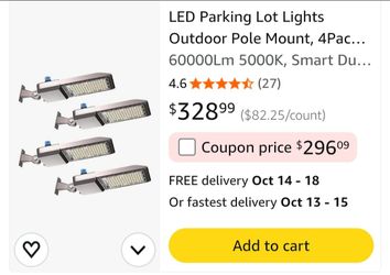 LED Parking Lot Lights Outdoor Pole Mount 4-Pack
