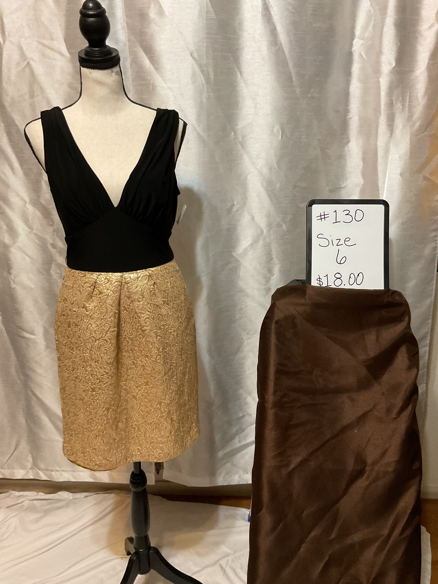 #130-Black & Gold Mini Dress. Brand Name: Maxandcleo. Size 6.