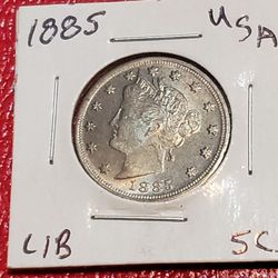 1885 USA 5 CENTS ANTIQUE RESTRIKE COIN 