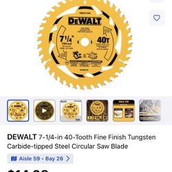 DEWALT 7-1/4-in 40-Tooth Fine Finish Tungsten Carbide-tipped Steel Circular Saw Blade
