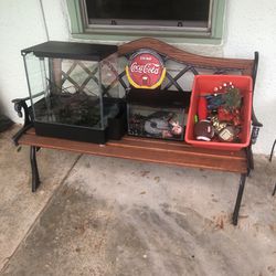 Two Aquariums. Air pumps and filters, lids, and accessories