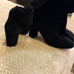 LADIES NEW BLACK SUEDE KNEE HIGH SAGAN BOOTS 