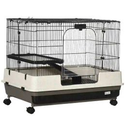 31.5" Rolling Rabbit/Gerbil Cage~ 2-tier, Platform, Ramp~ for Bunny~Small Pet~Pawhut