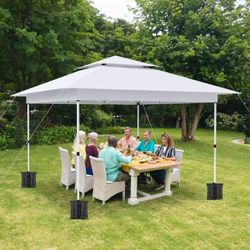 12' x 12' Pop-up Canopy Tent Waterproof Outdoor Gazebo Shelter with Wheeled Bag, Instand Canopy , White