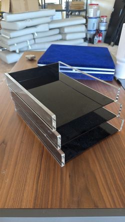 3 Acrylic Stackable Black Letter Trays