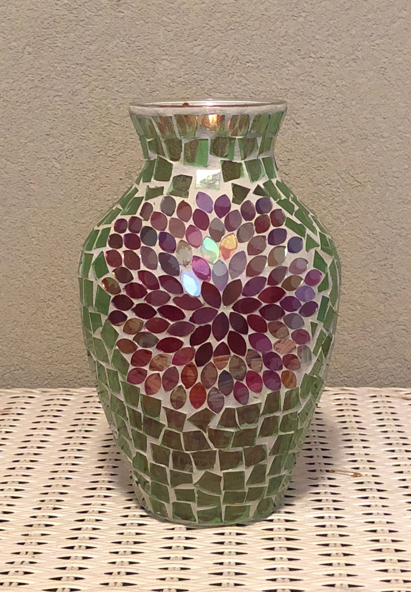 12 inch tall glass art flower vase