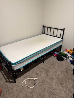 Twin bed frame and mattresses