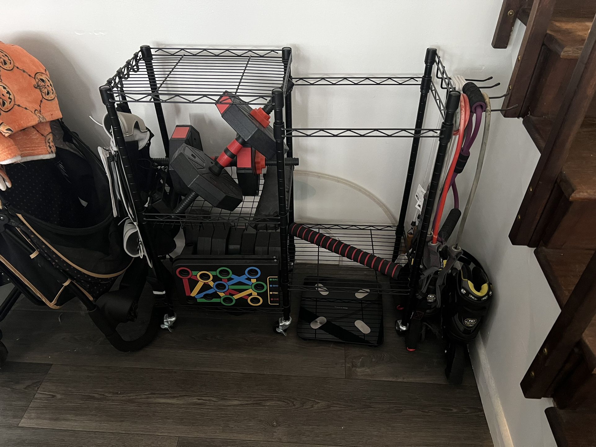 Home Gym Equipment Rack + Equipment