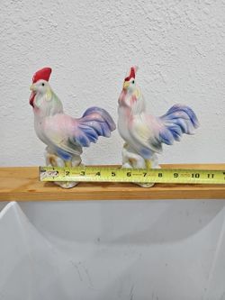 Ceramic Rooster 7" Tall Colorful Chicken