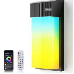 Smart Outdoor Wall Light, RGBWW LED Porch Light with 30 Scene Modes, 1500LM, IP65 Waterproof, DIY Color-Changing Wall Lamp for Garden, Patio, Christma