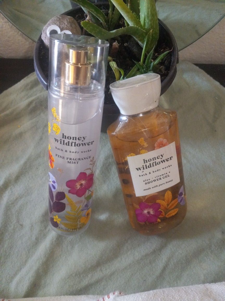 Bath & Body Works 'Honey Wildflower' Fine Fragrance Mist 8 Oz PLUS Shower Gel 10 Oz *Brand NEW* 