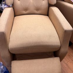 Yellow Recliner Chair (denim Material Pastel Yellow)