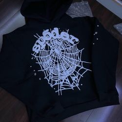 Sp5der Men's Hoodie Black & White Size Large  Spider Worldwide Brand New Hoodie