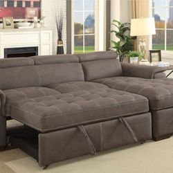 Brand New Brown Sectional Sofa Storage Sleeper