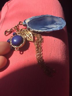 Key Charm- Blue+Gold feather