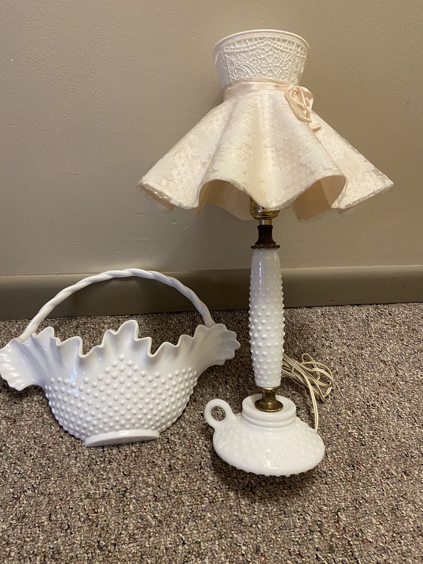 Hobnail Lamp & Wall Hanger basket
