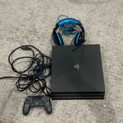 PS4, Controller, Two Chargers, And Headset With Mic 