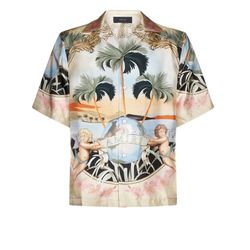 Amiri silk shirt in cherub graphic print; Size Large *New With Tags*