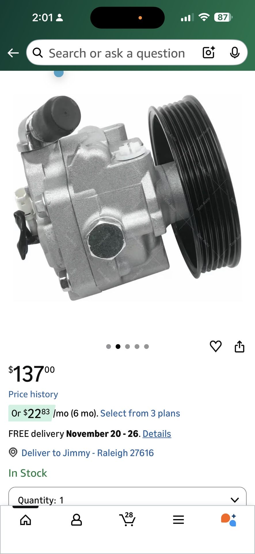 Power Steering Pump with Pulley 34430-FE050 Fits 01-04 Outback 3.0L DOHC EZ30D 34430-AE082 34430-AE083