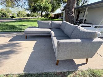 Gray Mid-Century Modern Sectional Sofa like new